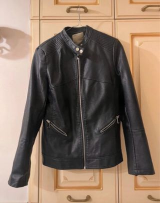 Giubbotto ecopelle blu notte