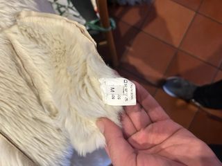 Cappotto ecopelliccia beige e marrone