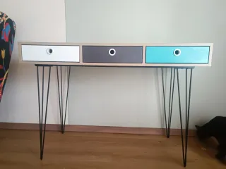 Scrivania 3 cassetti legno e metallo