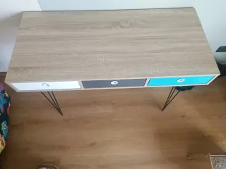 Scrivania 3 cassetti legno e metallo