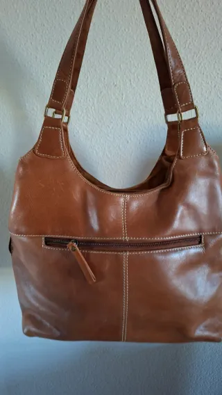 Bolso piel cuero miel auténtico