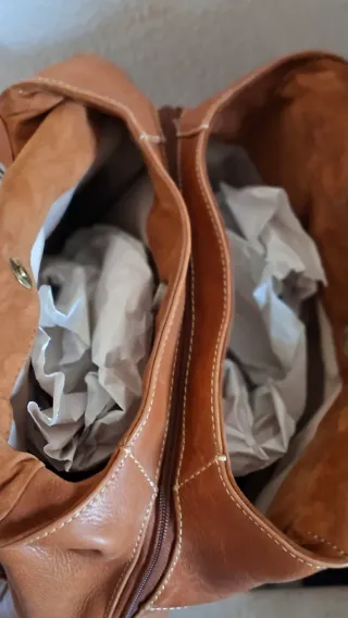 Bolso piel cuero miel auténtico