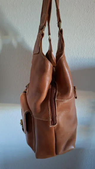 Bolso piel cuero miel auténtico