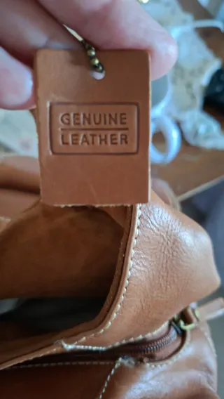 Bolso piel cuero miel auténtico