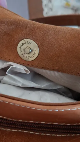 Bolso piel cuero miel auténtico