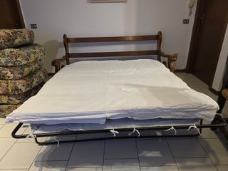 Divano letto vintage legno intarsiato