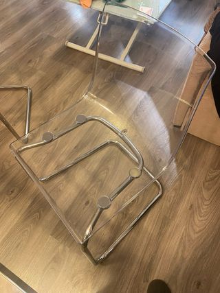 Mesa de comedor cristal y metal