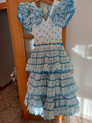 Traje Sevillanas Blanco y Azul