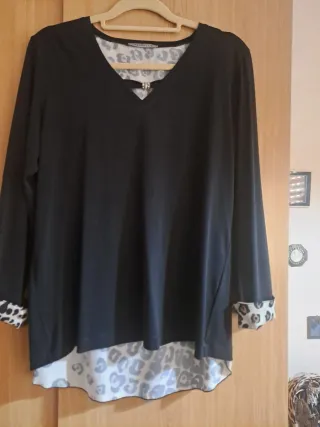 Blusa Brunela Leopardo y Negra Talla Única 46 tb