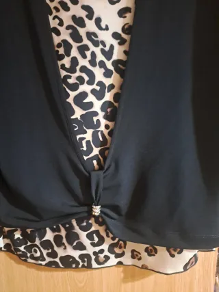 Blusa Brunela Leopardo y Negra Talla Única 46 tb