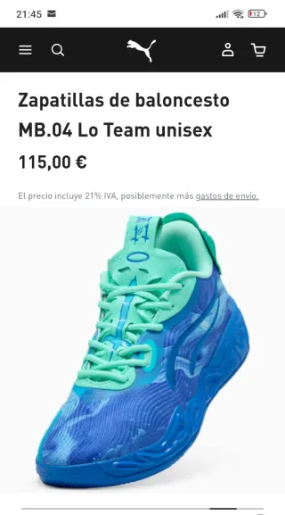 Puma MB.04 Lo Team JR Zapatillas Baloncesto Talla