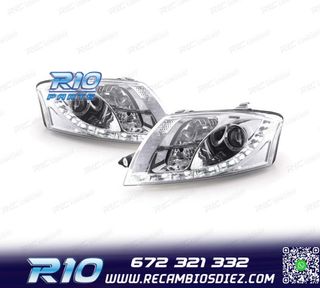 FAROS AUDI TT 98-05 LUZ DIURNA LED FONDO CROMO