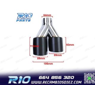 COLAS ESCAPE SALIDA DOBLE UNIVERSAL 2x 89MM ACERO INOX NEGRO