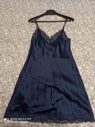Combinación Intimissimi encaje seda azul XS