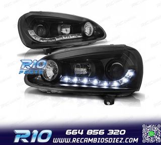 FAROS VOLKSWAGEN VW GOLF MK5 03-08 FONDO NEGRO LUZ DIURNA LE