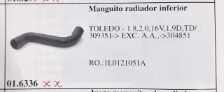 Manguito inferior radiador SEAT TOLEDO 1.6-1.8-2.0