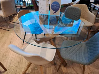 Mesa Comedor Cristal y Madera