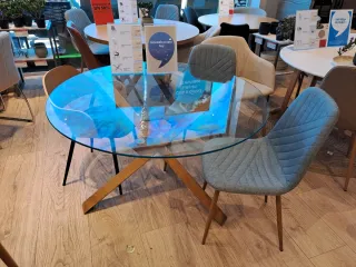 Mesa Comedor Cristal y Madera