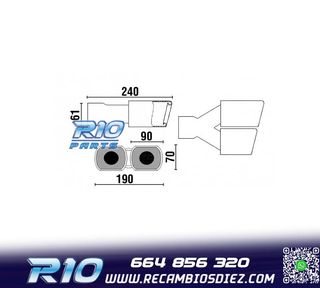 COLA ESCAPE DOBLE RECTANGULAR ACERO INOX