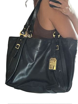 Bolso Tote Ralph Lauren Negro Piel