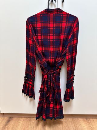 Vestido cuadros rojo y azul