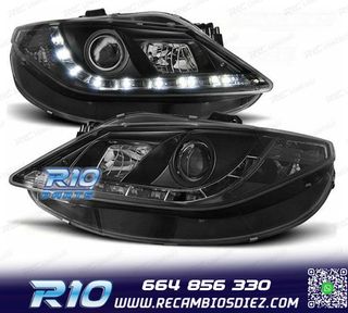 FAROS PARA SEAT IBIZA 6J 08-12 LUZ DIURNA LED FONDO NEGRO
