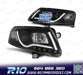 FAROS AUDI A6 C6 04-08 LUZ DIURNA DRL LED NEGRO