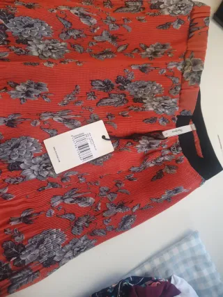 Falda Replay Jeans floral roja