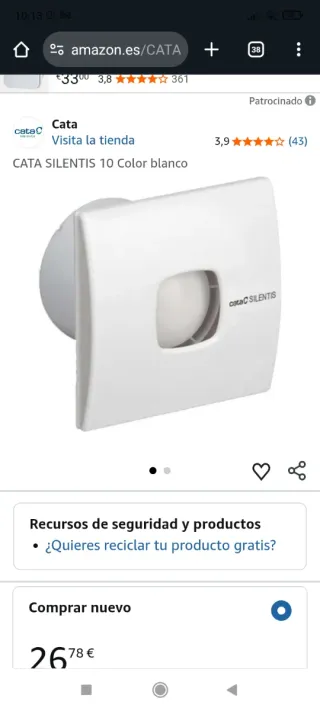 Extractor de Baño CATA SILENTIS 10 Blanco