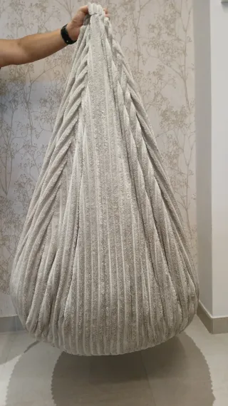 Puff grande gris de tela