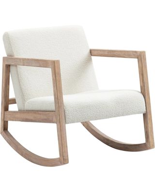 Mecedora borreguito beige y madera