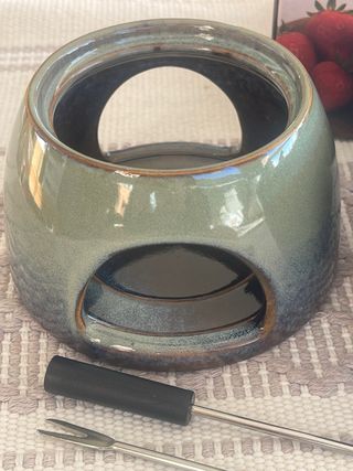 Set Fondue Chocolate Cerámica 2 Tenedores