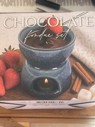 Set Fondue Chocolate Cerámica 2 Tenedores