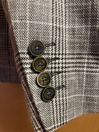 Americana El Ganso cuadros gris y azul