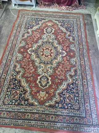 Tappeto classico lana blu e rosso