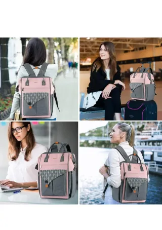 Mochila para PC portatil Rosa y Gris