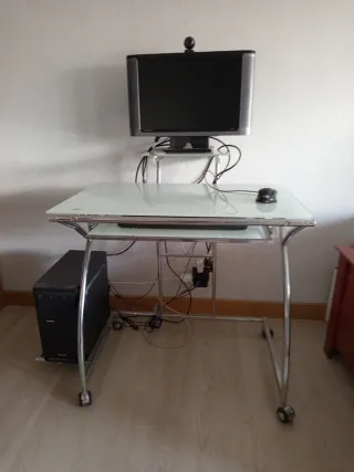 Scrivania o tavolo per computer in vetro "La Oca"