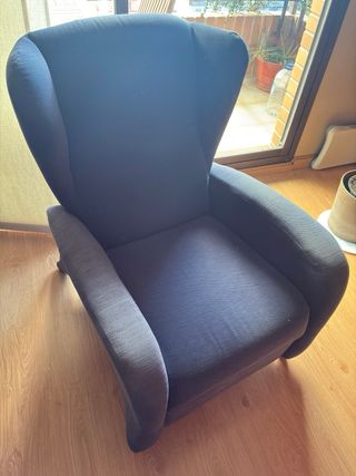 Sofá cama y sillón reclinable azul