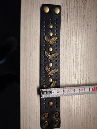 Bracciale nero con aquile dorate