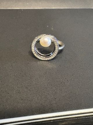 Anello Argento Perla d'Acqua e Zirconi