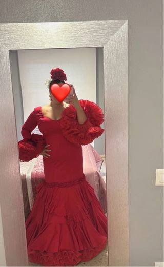 Traje de flamenca clavel rojo
