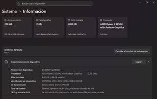 Lenovo Ryzen 3 8GB RAM 238GB SSD Gris