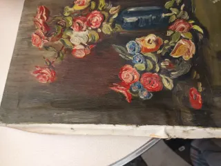 Cuadro antiguo flores ELISA