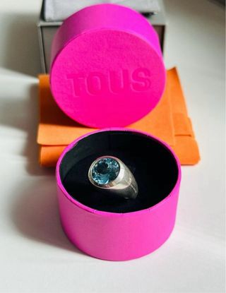 Anillo Tous Plata Topacio Azul