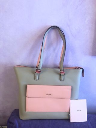 Bolso Tous Beige y Rosa Coral Original