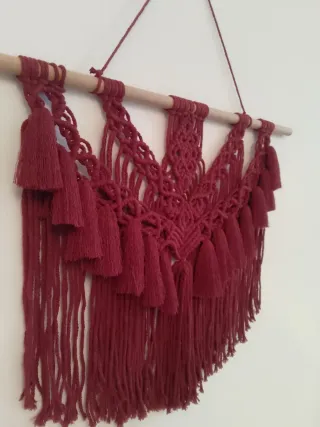Tapiz Macramé corazón brasa