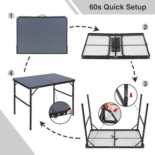 Mesa de Camping Plegable altura ajustable 90x60