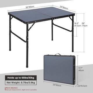 Mesa de Camping Plegable altura ajustable 90x60