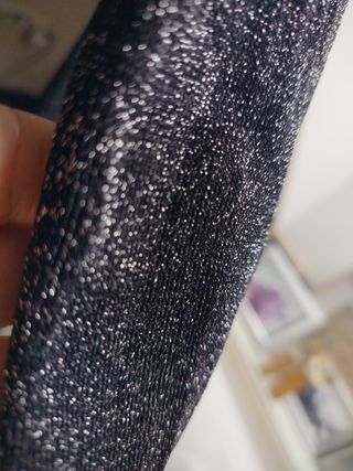 Vestido fiesta Zara M brillante negro, punto fino