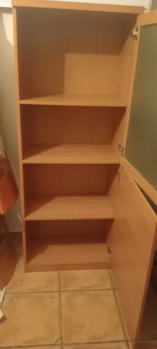 Mueble auxiliar madera y cristal